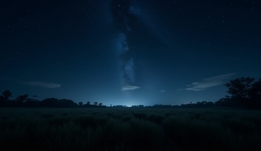 Starry summer night in a field in Mato Alto. dark. poor lighting  