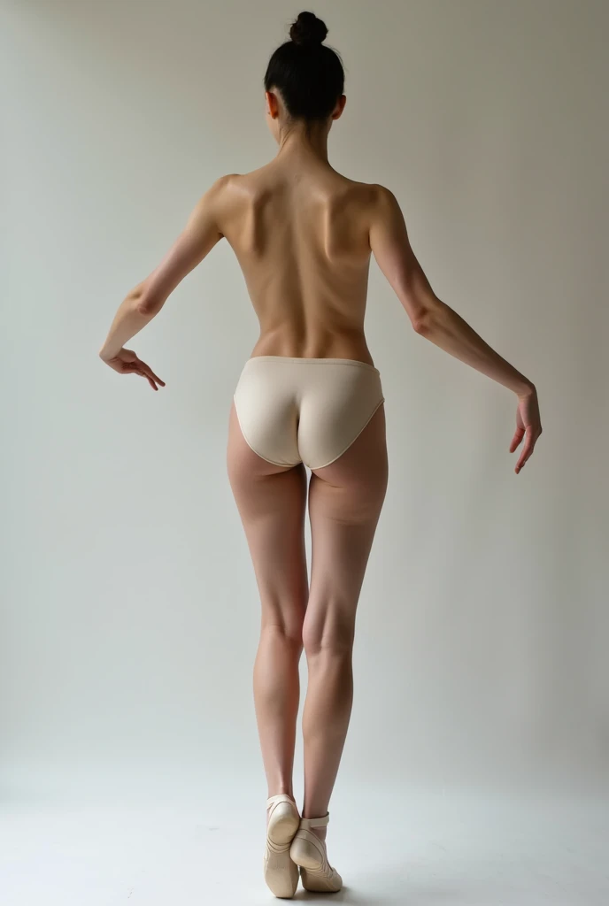 Topless female ballerina 、Take a beautiful pose、 bright lighting like a studio shoot、whole body、 beautiful legs