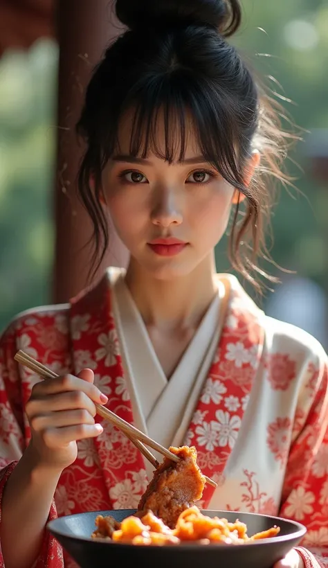 Wearing a yukata、Real Japanese woman in a temple, Beautiful Japanese Woman, Japanese Goddess, Beautiful Japanese woman face、Sexy Japanese Women、Looking at the camera、Gazing into the Eyes、Looking forward、Look forward、Shaggy Hair、Beautiful clavicle、Beautiful...