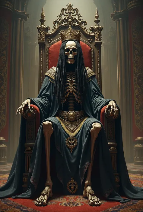 Vicious King Skeleton with locs in his throne