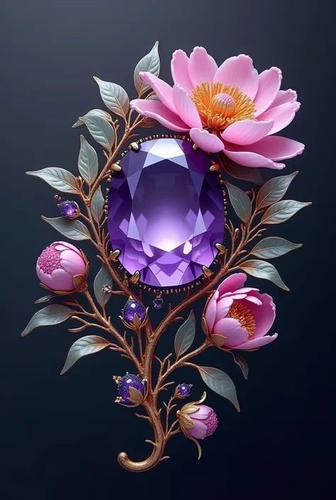  as the purple jadeite main stone to design a high-class jewelry with a strong sense of luxury，It is required to use Chinese peony flowers as the design element 。