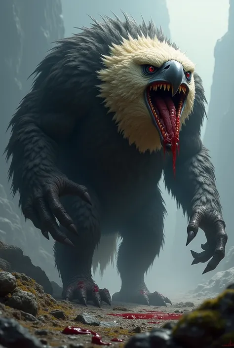 Mix girilal and eagle and create big scarry bloody animal 