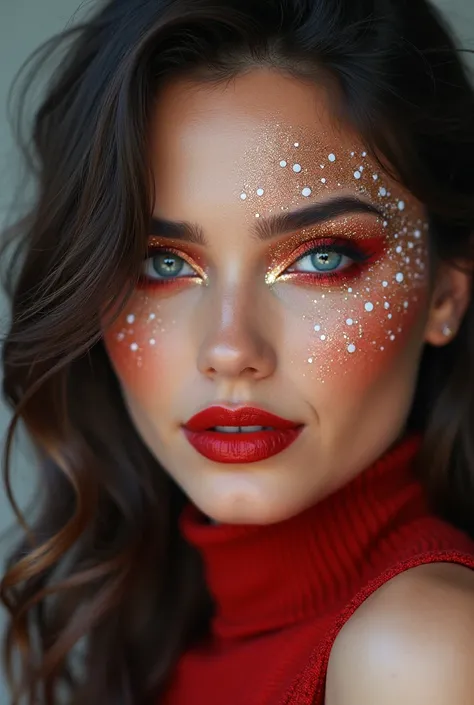 Design a very striking Christmas makeup