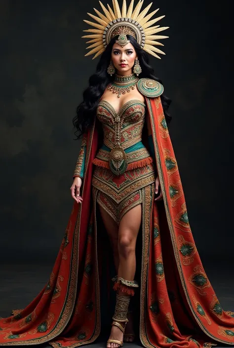 Fantasy costume typical costume taking as a concept an Inca goddess for the Miss Universe beauty contest 