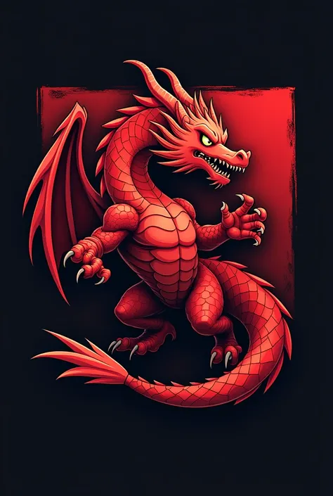 A logo of a red dragon drawn in a 2D style square