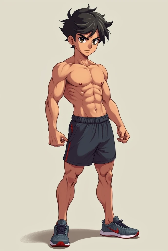  16-year-old boy of height 1.75 and with a bit of anime muscle 