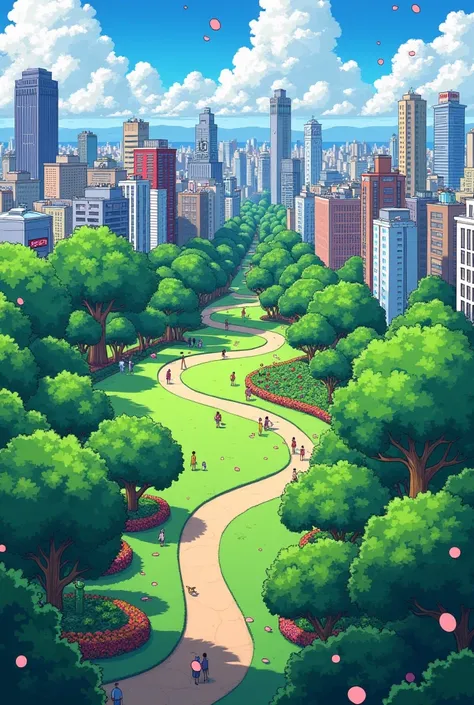 Create a background like a city but in an area such as in front of a park( With ANIME style)