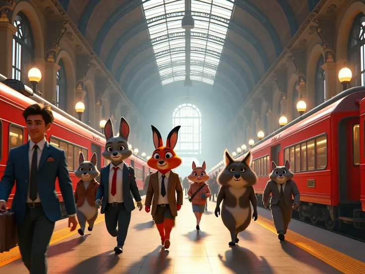 Busy train station, Zootopia stills, Pixar