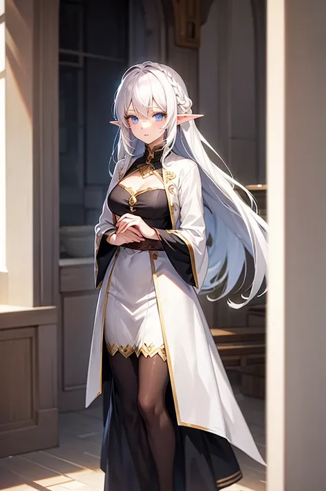 anime girl white hair elf