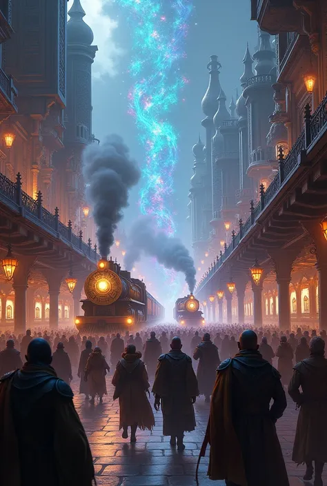 Crowded train station， Fantasy World