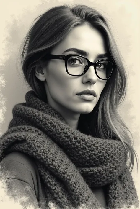  engraved image of a woman wearing glasses and scarf,  an image inspired by Ion Andreescu ,  That appears on Instagram  , incoherent , capture, Tik Tok video, cara con artgram, low quality video, Viral on Instagram ,  very low quality image , digital scree...