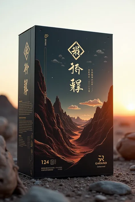 make a mongolian haritage meat tea packege futuristic design 