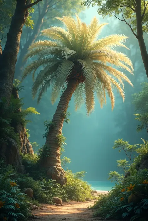 Fairy tale background of an ivory coconut tree