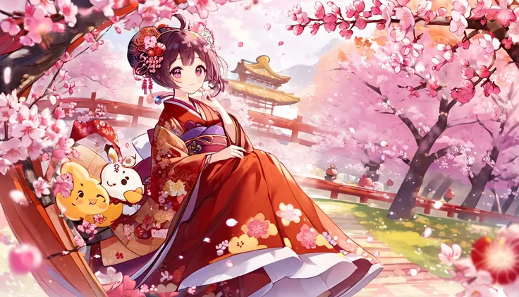  best quality,Cherry blossoms fall,cute geisha,ephemeral