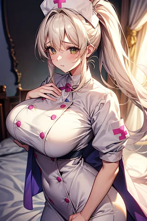 Ridiculous、Pichi Pichi white nurse clothes、 ponytail、Big Breasts、Emphasize your breasts