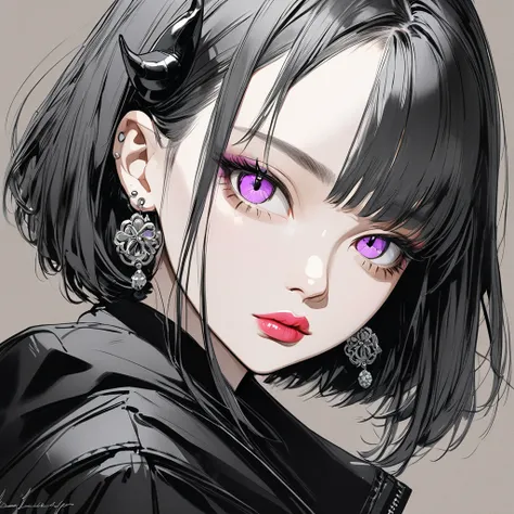 ( best quality, sketch:1.2),Realistic, illustrator, 1 girl, I have a cat、 detailed lips from home,  black dress,custom, (dark solid color background ),Neon Hair, Textured Cropping , masterpiece,   style retro classic  , Noir Dark, art, sketch book, (medium...