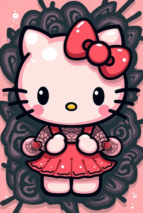 I want to make a pink and black , That it is anime-type and that it is aimed at the hello kitty tattoo 