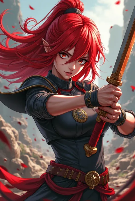  red haired anime girl、Sword and Blood 
