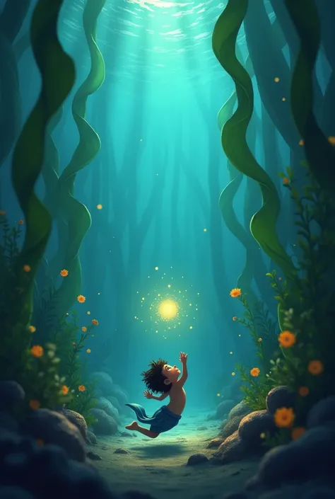 One day, while darting through a forest of kelp, Finn noticed a strange, glowing object wedged between the rocks. It pulsed with a soft blue light, like a heartbeat. Curious, Finn swam closer. As he touched it with his tiny fin, the glow spread over him, s...