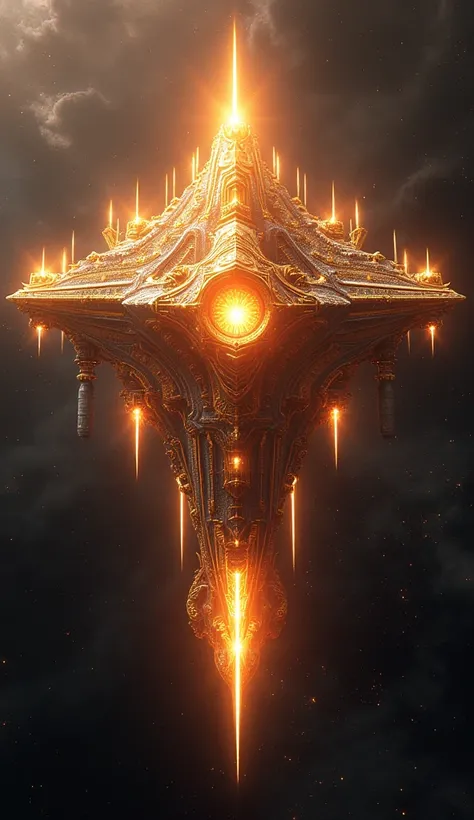 ### Zoroastrianism as a Colossal, Otherworldly Spaceship - Enhanced, Flying in the Cosmos Concept

Design a colossal, otherworldly spaceship inspired by Zoroastrianism, symbolizing the eternal struggle between good and evil, and the divine forces of light ...