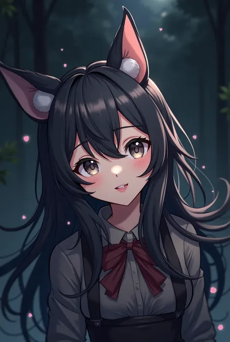 black hair, hair bobbles, wince, longeyelashes, solid circle eyes, fake animal ears, light smile, ear blush, fang, ccurate, drop shadow, anaglyph, stereogram, tachi-e, pov, atmospheric perspective, 8k, super detail, best quality