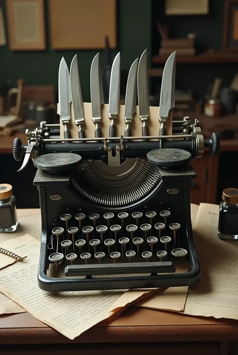 Make an analogy in which we are talking about a typewriter that is a container for knives 