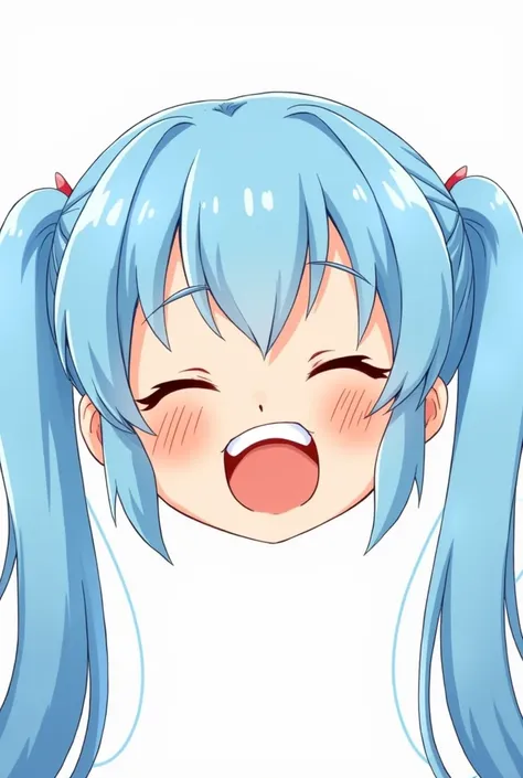  1 girl,  long hair,  blush,  open her mouth ,  twin tails, とても long hair, Blue Hair/ light blue hair,  show your teeth and laugh,  illustration, anime風, anime, 