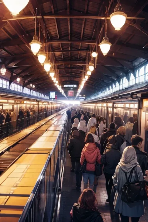 Busy Train Station,  background only 