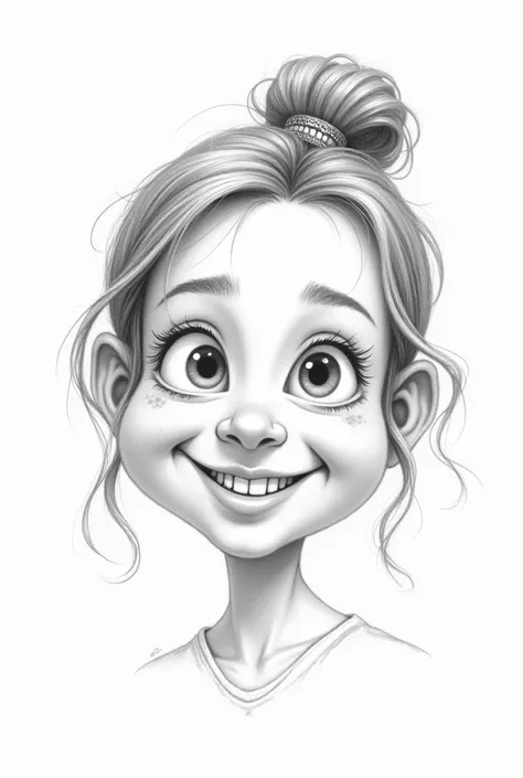 simple pencil drawing caricature girl