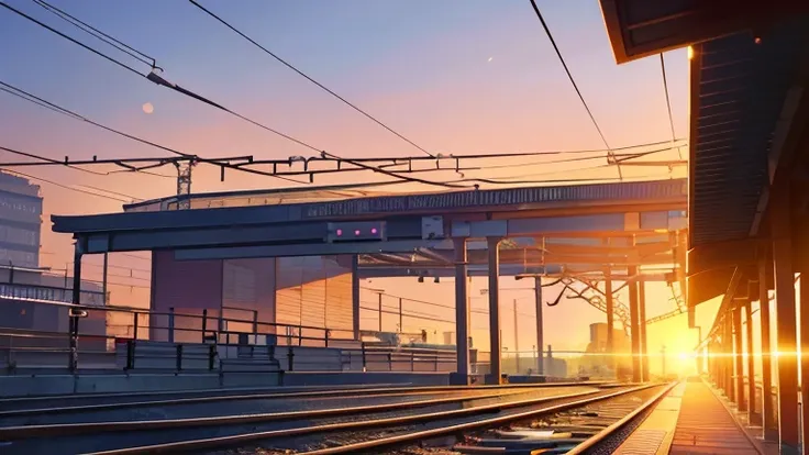 stationからの眺め， There are trains on the train tracks, 夏のstation, stationの背景,  Tokyos Golden Hour , station,  Golden hour sunlight ,  platform , early morning, Golden hour in the morning ,  taken at golden hour , Sitting in Tokyo, early morningの光, Artistic in...