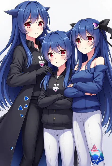 4 anime youth with red eyes represents long indigo hair attached to a black ribbon to the top with a ribbon containing a white triangle and another indigo  , He has fair skin and wears all the fictional black, indigo and white clothes, which consists of a ...