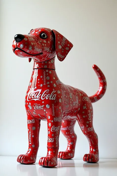 Dog made with Coca Cola cans