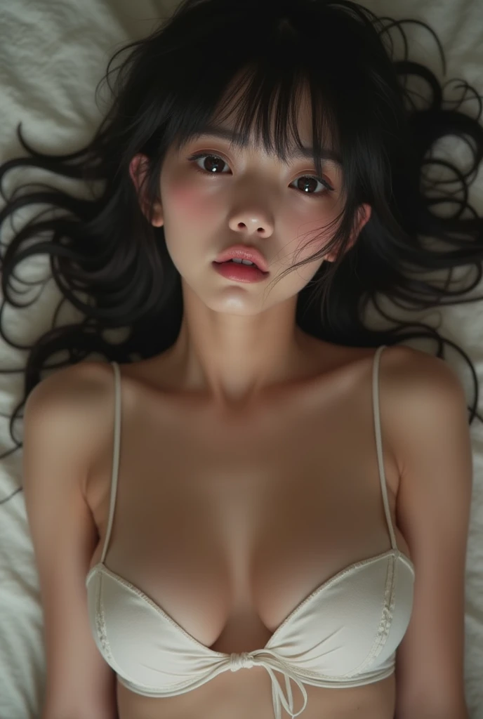 Young nude crying Japanese girl, with huge tits lying 