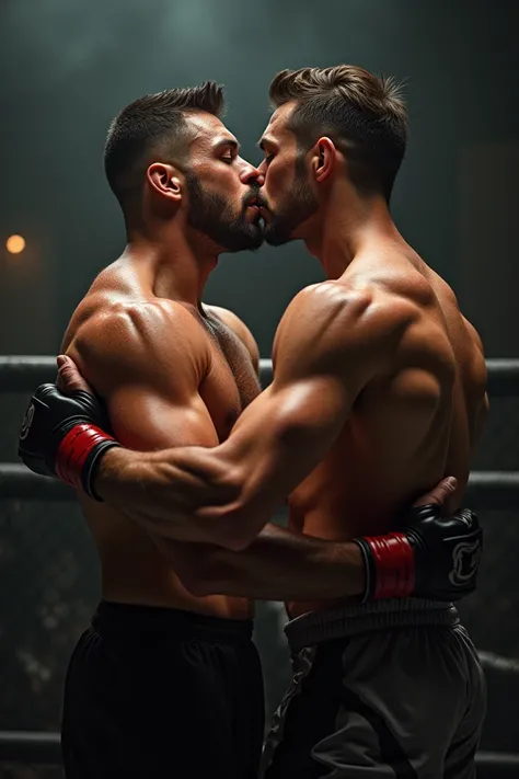 Gay fighter kisses