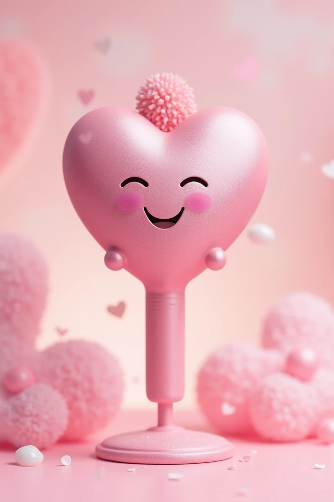 A pink microphone with a pink heart