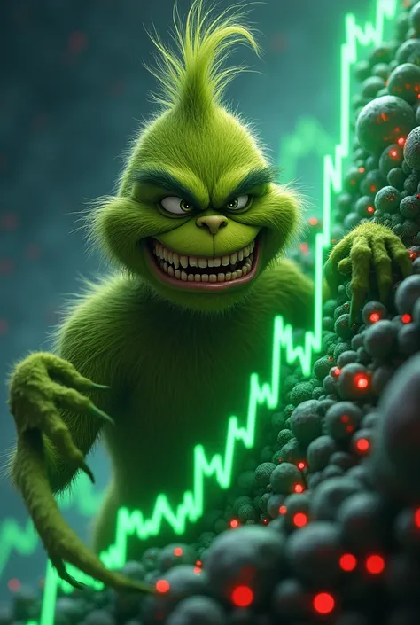 Grinch being pulled by a bullish chart