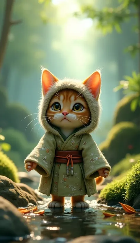 Short Legged Kitten 、Realisticな猫を再現する、 Dress up as Princess Mononoke, Dreamland, Realistic