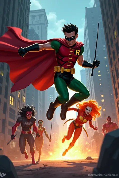 Teen titans robin saves starfire from bad guys