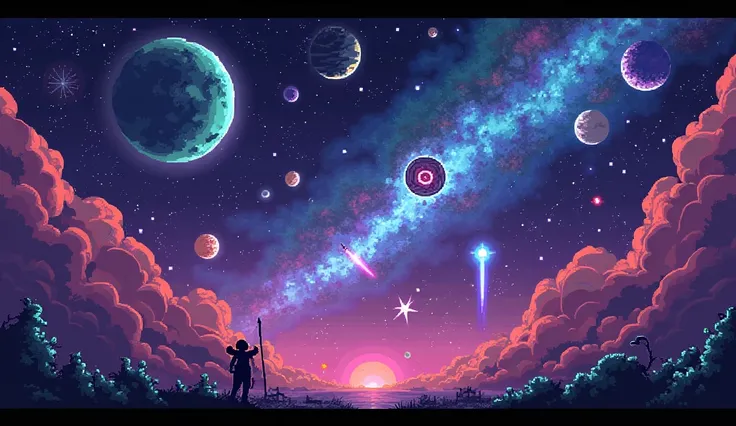  cosmic background 　Pixel art　Terraria 