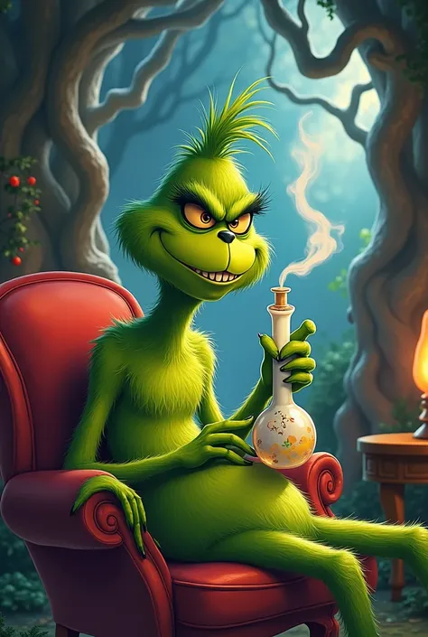 Grinch smoking a bong