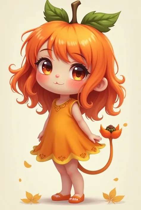 A product of combining persimmons with humans，woman，Kawaii