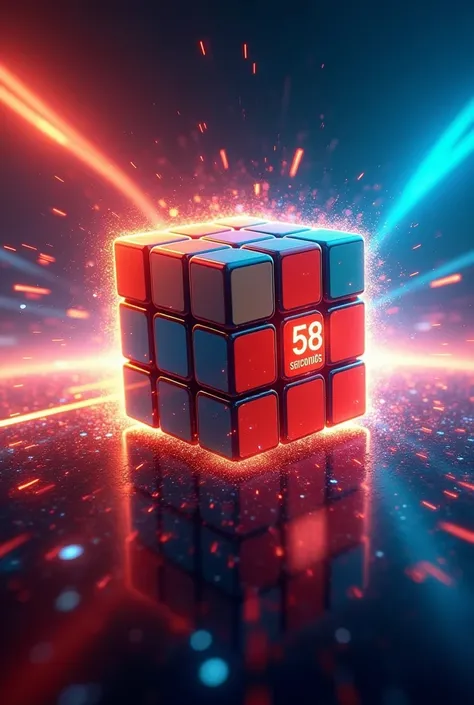 "Create an Instagram cover photo design prompt for my Rubiks Cube video. The cover should be eye-catching with bold text that says Hyber Cube Challenge and 58 Seconds! Include a dynamic and empowering vibe with a Wonder Woman theme, featuring glowing effec...