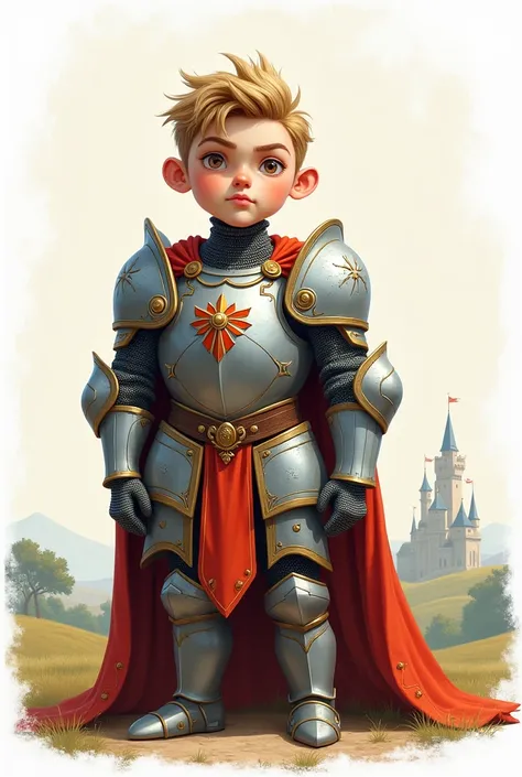 Create me a knight make it look like a cartoon.Make it a lot easier .Make it look like it was drawn by a human . very realistic .a drawing 