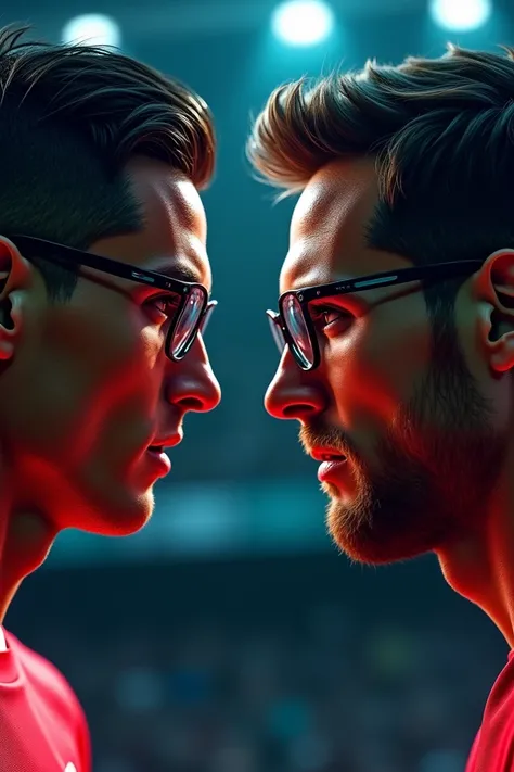 Cristiano Ronaldo and Lionel Messi face glasses