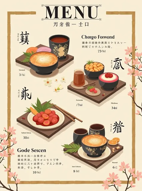 Japanese-style cafe menu design 