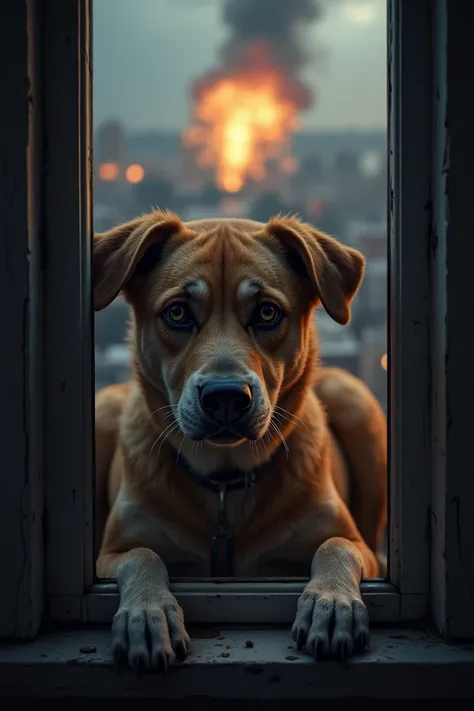 Dog crying and sad , with great fear,  why is he afraid of the pyrotechnics that can be seen through the window of his house