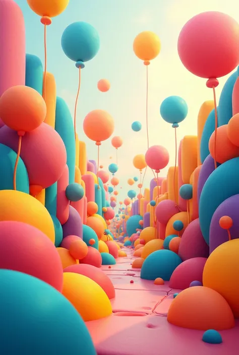 The color world of colors filled with a variety of basic shapes. cheerful colors 