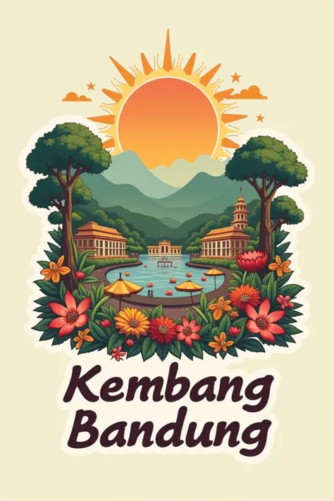 Creating a logo with the name "Suasana Kota Kembang Bandung" themed to reflect the beauty and coolness typical of this city. The philosophy of creating the logo emphasizes elements that reflect the uniqueness of Bandung as a city with a fresh atmosphere, f...