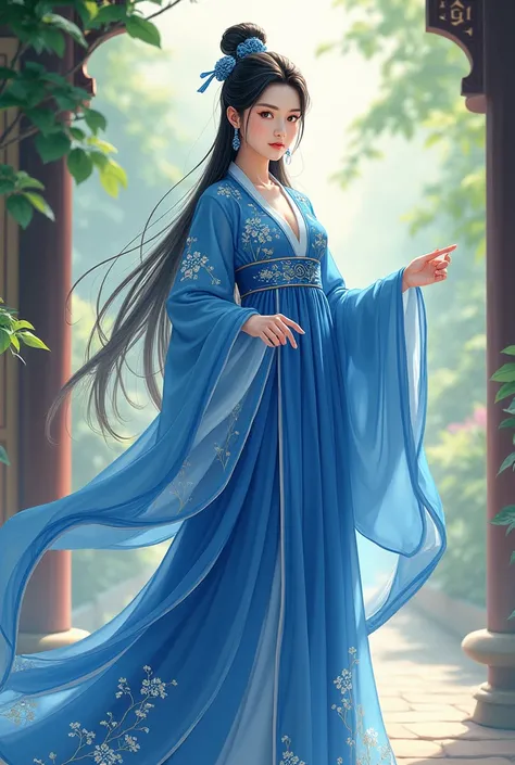 Maomao from apothecary diaries with blue coloured hanfu