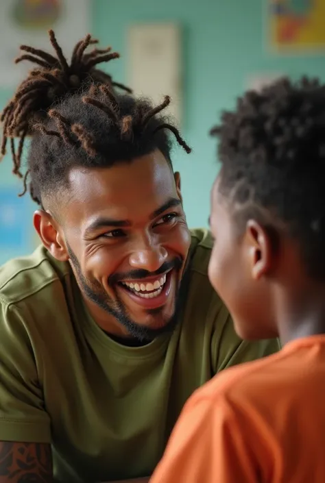 Footage of Neymar interacting with ren in a community center, running his charity programs. Show his foundation logo and text overlay: Dedicated to giving back." make Neymar face realistic and real 